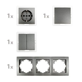 MC Power Flair Socket Set, Anthracite, Matte, Sockets with Child Safety Lock