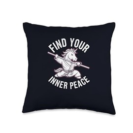Kung Fu Unicorn Find Your Inner Peace Zen Martial Arts Throw Pillow