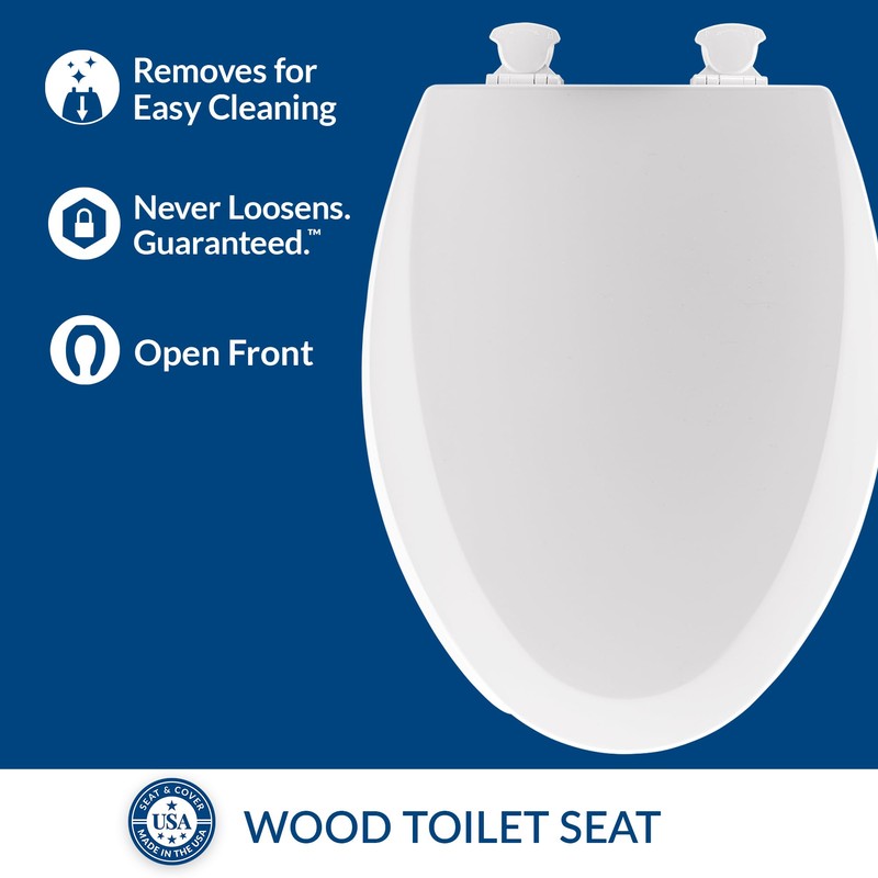 MAYFAIR 18440EC 000 Open Front Toilet Seat will Never Loosen