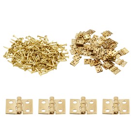 Bivethoi 50 Pcs Super Mini Metal Hinges Retro Brass Cabinet Hinges Tiny Gift Case Hinge, Small Box Hinges Folding Hinge for Crafts Jewelry Box (10mm x 8mm)