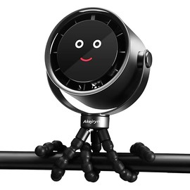 Stroller Fan Portable, Personal Fan for Travel, Air Turbo Tech & Digital display, Detachable 5 Speeds Rechargeable 360° Rotate Flexible Tripod Fan, For Home Office Stroller Camping - Black