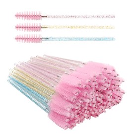 300 unidades de varillas desechables de cristal para pestañas de extensión, aplicadores de pestañas, brochas, brochas, brochas, brochas, brochas, brochas de maquillaje, dorado, azul, mango rosa (mezcla de 3 colores)