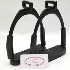 Lift Sports OFFSET BLACK HORSE FLEXIBLE SAFETY STIRRUPS (4.75’’) RIDING BENDY IRON STEEL