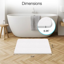 Greenturf Diatomite Stone Bath Mat, Premium Natural Diatomaceous Earth Shower Drying Mats for Bathroom Floor, Non-Slip with Quick Drying Super Absorbent, Easy to Clean (23.6''x 15.4" White)