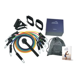 KOBONA Exercise Resistance Bands Set - 5 Workout Bands Stackable 110-150 lbs. Strength Training Tubes with Handles, Ankle Straps, Door Anchor, Carry Bag. Fitness Equipment for Home Gym Yoga