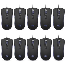Rii Wired Mouse, RM105 USB Computer Mouse,RGB Optical Office Mice for PC,Computer,Laptop,Desktop,Windows (10 Pack)