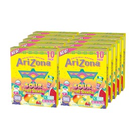 AriZona Fruit Snacks, Sour Lemonade - 10 Boxes of 10 ct. 0.9oz Bags (Total 100 ct. 0.9oz Bags) - Gluten Free - Gummy Chews