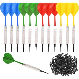 Darts Arrows Beginners Plastic Tip Dart Arrows House Darts for Soft Dart Setters Beginners Practice Entry Grade Home Parent Child Friends Indoor Play Darts 12 + 36 Tips