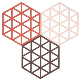 Zone Denmark Triangles Coasters 16 x 14 x 0.9 cm Set of 3 Burned Red/Rose/Kalamata