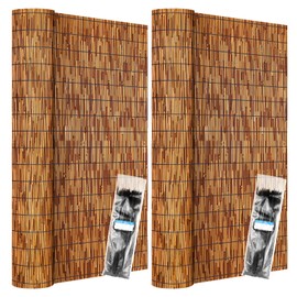 ZNCMRR Reed Fencing Rolls Natural Bamboo Fence Rolls 2 Pcs 4 Feet High Privacy Fence for Balcony Patio Garden Backyard Outdoor 4FT X 16.4FT（Brown）