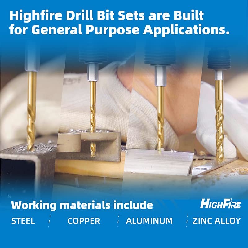 HIGHFIRE 22 Pieces Hex Shank Drill Bit Set for Impact