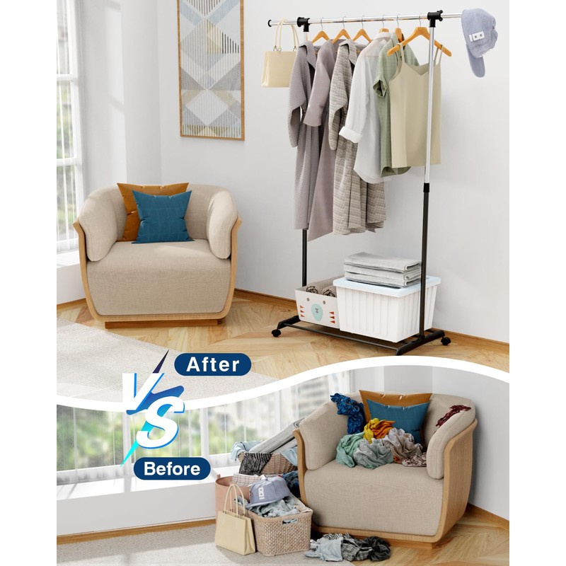 Whitmor Deluxe Adjustable Garment Rack - Rolling Clothes Organizer -