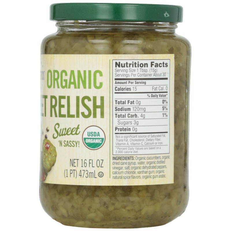 Woodstock, Sweet Relish, At least 95% Organic, 16 oz