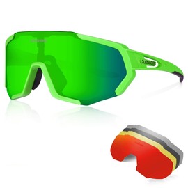 Queshark Sports Glasses Bicycle Glasses Women Men Polarised UV400 Protection with 5 Interchangeable Lenses Cycling Glasses for Outdoor Sports Cycling Motorcycle Running Fishing Golf CE-Certifications