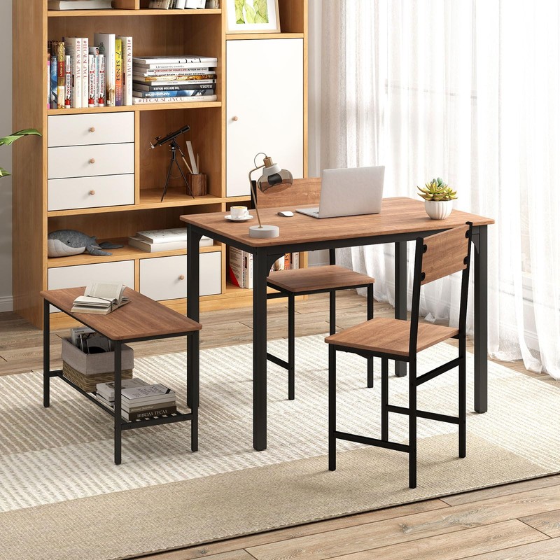 SILKYDRY Dining Table Set for 4, Kitchen Table with Bench