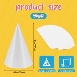 zsccxq 24 PCS Pastel Birthday Party Cone Hats Party Hat with Elastic String for Kids and Adults Birthday, Baby Shower, Bridal Shower