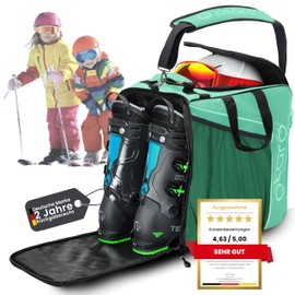 Otaro Children's Ski Boot Bag with Helmet Compartment (Children, 27 L, Mint Green) Premium Ski Bag for Ski Boots, Also as Ice Skate Bag or Inline Bag, Ski Bag, Ski Bag Set, Ski Boot Bags