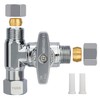 Brass Angle Stop Add-A-Tee Valve,3/8 x 3/8" x 3/8 Compression