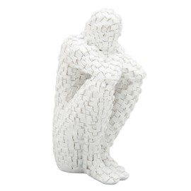 Abstract Mosaic Sculpture White Resin Eco Friendly Bookend Function Thinker Mosaic Statue for Bedroom Shelf Office