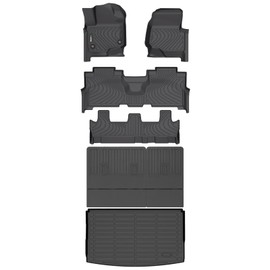 HAFIDI® Floor Mats& Cargo Liner& Seatback Cargo Set Fit for 2021-2025 Ford Expedition Max 8 Seats All Weather Protection TPE Anti-Slip Automotive Full Set Floor Liners Custom Accessories - Black
