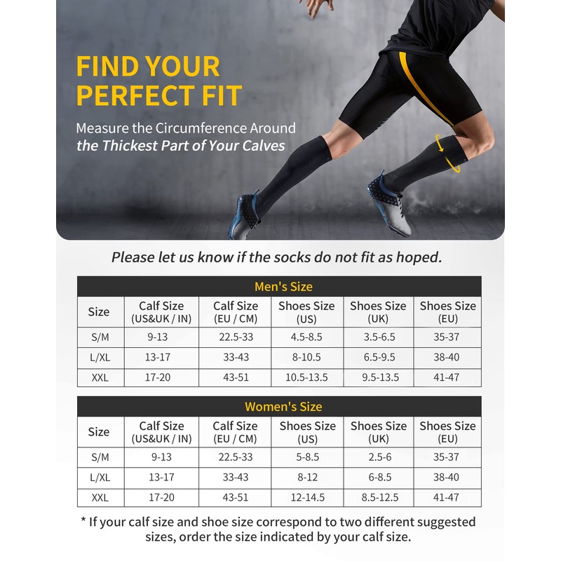 CAMBIVO 2 Pairs Compression Socks for Men and Women(20-30 mmHg),