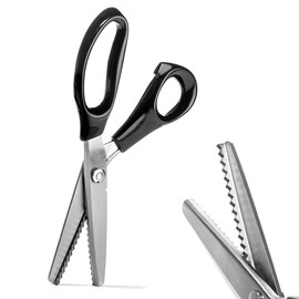 Pinking Shears, Stainless Steel Dressmaking Scissor, Serrated and Scalloped Blades, Professional Sewing Craft Cut, Tailor Zig-Zag Tool, Fabric Decoration Comfort Grip Soft Handheld (Serrated 3mm)