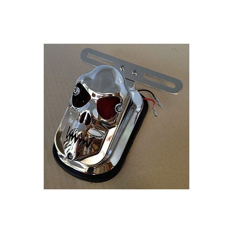 XKMT- Chrome Red Tombstone ABS Plastic Skull Brake Tail Light