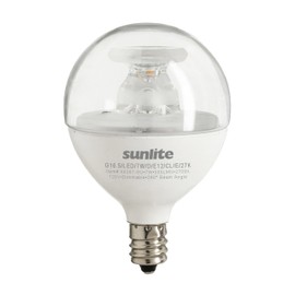 Sunlite G16.5 Light Bulb LED, 7 Watts (60W Equiv.), 500 Lumens, Dimmable, Type G Globe Shape E12 Candelabra Base, Short Bulbs, Vanity Mirror Bulbs, 2700K Soft White, Clear, 3 Count