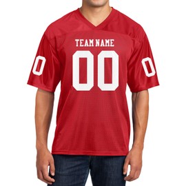 Custom Football Replica Team Jersey (Large, Red - White Font)