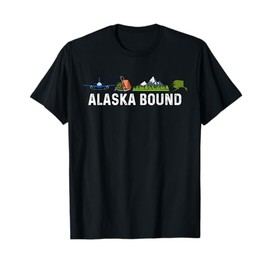 Alaska Bound Airplane Luggage and Mountains T-Shirt