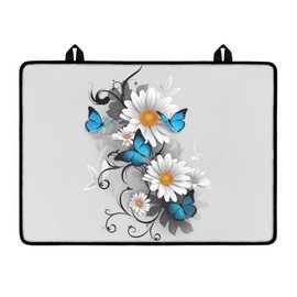 Garucesta Stove Top Cover for Electric Stove Foldable Insulation Electric Glass Stovetop Cover Washing Machine Top Cover Wear-resistant Cooktop Protection for Kitchen Decor, Daisy Butterfly Gray