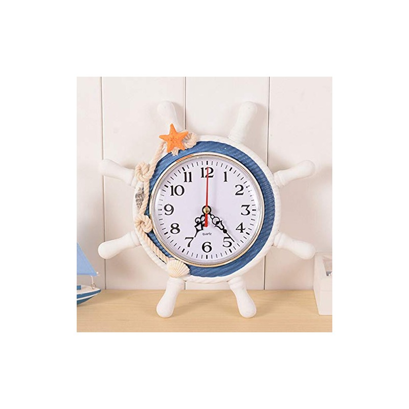 WINOMO Nautical Bathroom Accessories Wheel Wall Clock Mediterranean Style Silent