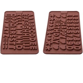 Inn Diary Silicone Letter Mold and Number Chocolate Molds with Happy Birthday Cake Decorations Symbols 2pcs