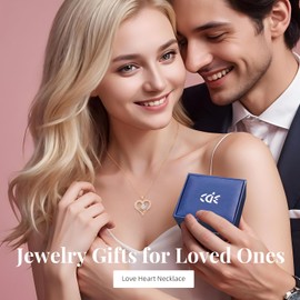 CDE Initial Necklaces for Women, Rose Gold M Letter Heart Pendant Jewelry Gifts for Wife Mom Girlfriend Lady Her