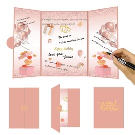 Pink Birthday Decorations,Creative Birthday Guest Book Alternative, Large Birthday Signature Book 12" X 16.4", Suitable for Every Important Birthday of a Girl.