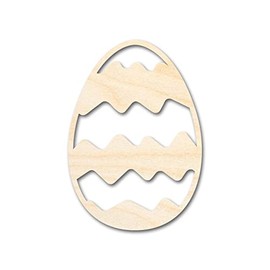 Unfinished Wood Wavy Striped Egg Shape Easter Craft up to 46" DIY 3" / 1/8"
