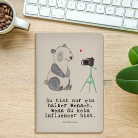 Mr. & Mrs. Panda DIN A5 Baumwoll Notizbuch Influencer Herz - Geschenk, Schreibheft, Abschied, Beruf, Arbeitskollege, Skizzenbuch, Tagebuch, Journal,