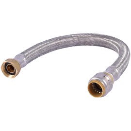 SharkBite Max 3/4 Inch x 3/4 Inch FIP x 18 Inch Stainless Steel Braided Flexible Water Heater Connector, Push to Connect Brass Plumbing Fitting, PEX Pipe, Copper, CPVC, PE-RT, HDPE, UR3088FX18
