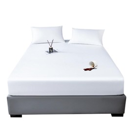 QICHEN Protector De Colchón Tela Suave 100% Impermeable E Hipoalergénico, Primera Calidad, Home (Blanco, King)