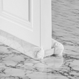 New Velvet Door Draft Stoppers for Bottom of Door,Bottom Door Gap Filler & Seal,Fits 30-36”Under Doors, Easy Install to Block Noise, Sound, Hot Air, Light, Wind (White, Upgrade Thick Version)