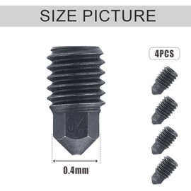 4pcs 0.4mm Nozzles, Removable Hardened Steel Nozzle Replacement Parts High Temperature Nozzle Extruder Head 3D Printer Accessories for Bambu Lab X1 X1C P1P 3D Printer Hot End