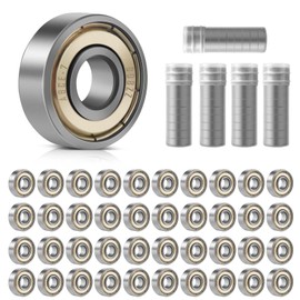 Pack of 50 Ball Bearings, 608ZZ Ball Bearings, Ball Bearings 8 x 22 x 7 mm, Double Shielded Miniature Deep Groove Ball Bearings, Carbon Steel Precision Bearings, 608 Ball Bearings for Skateboards