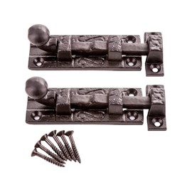 Antique Style 75mm Slide Bolt Locks for Doors Black Cast Iron Windows Slide Latch Lock Sliding Door Lock Heavy Duty Sliding Latch Lock with Screws for Bathroom Toilet Shed Door Pack of 2.
