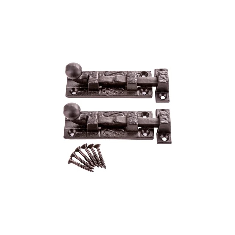 Antique Style 75mm Slide Bolt Locks for Doors Black Cast