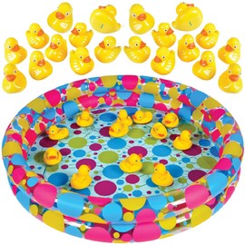 Gamie Gamie Duck Pond Matching Game for Kids Includes 20 Plastic Ducks with Numbers and 3' x 6 Inflatable Pool - Fun Memory Game - Water Outdoor Game for Children, Preschoolers, Birthday Party