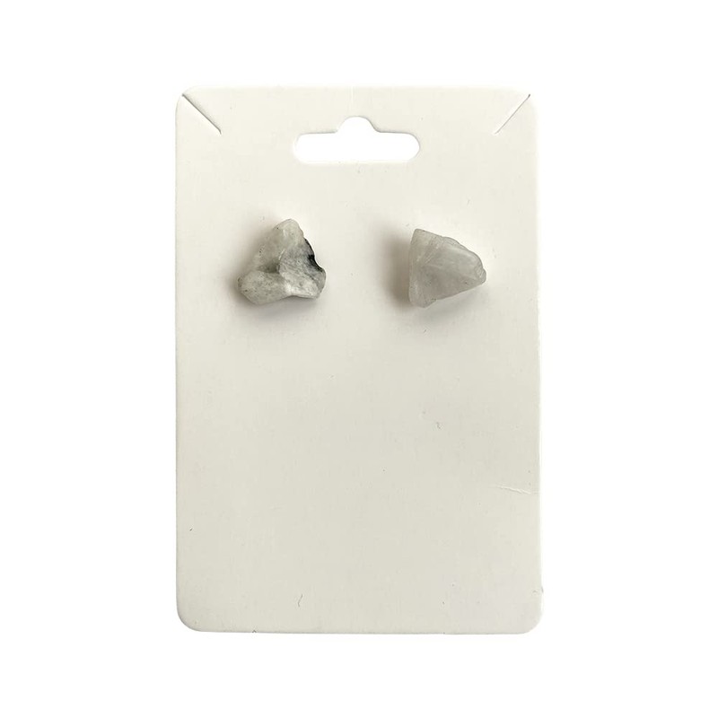 Gemstone Chip Stud Earrings, 1x1cm, Rainbow Moonstone