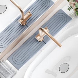 Dayacoco Faucet Mat for Kitchen Sink,Super Absorbent Diatomite faucet mat, Quick Drying Stone Sink Tray, Faucet Splash Guard for Kitchen,Bathroom Counter (Light grey, 23.6" x 3.9")