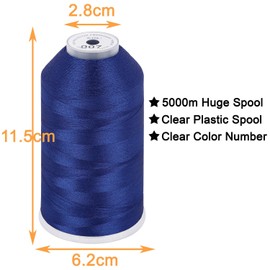 New brothread - Single Huge Spool 5000M Each Polyester Embroidery Machine Thread 40WT for Commercial and Domestic Machines - Prussian Blue