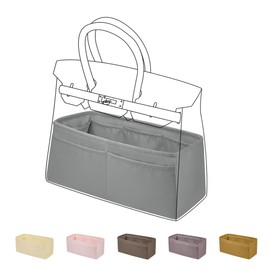 DGAZ Purse Organizer Silky Smooth Fits Birkin 20/25/30/35/40/45/50 Bags,Silk,Luxury Handbag Tote in Bag Shapers, Women(Pearl gray,BK30)
