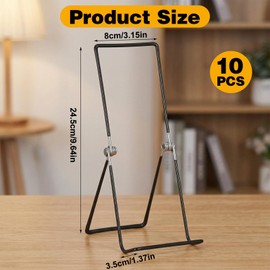 10 Pcs 9.6 Inch Large Metal Book Stand for Display, AMetal Adjustable Book Display Holder Easel Collector Stand for Home Office Back to School Books Frames Comic Plates Album CD Magazine